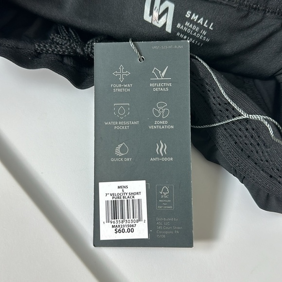 VRST 7" Velocity Short‎ Pure Black Lined Small NWT - Picture 6 of 7